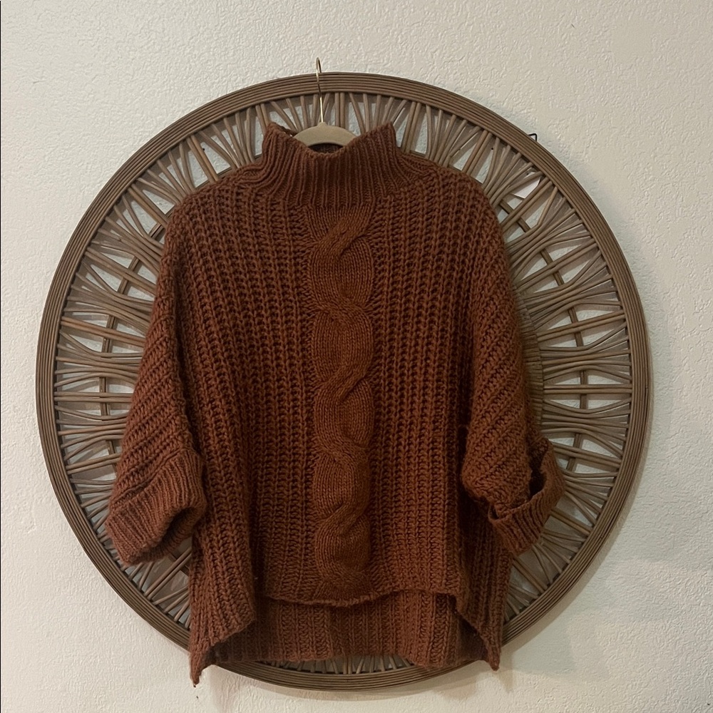 Cozy Brown Cable Knit Sweater M